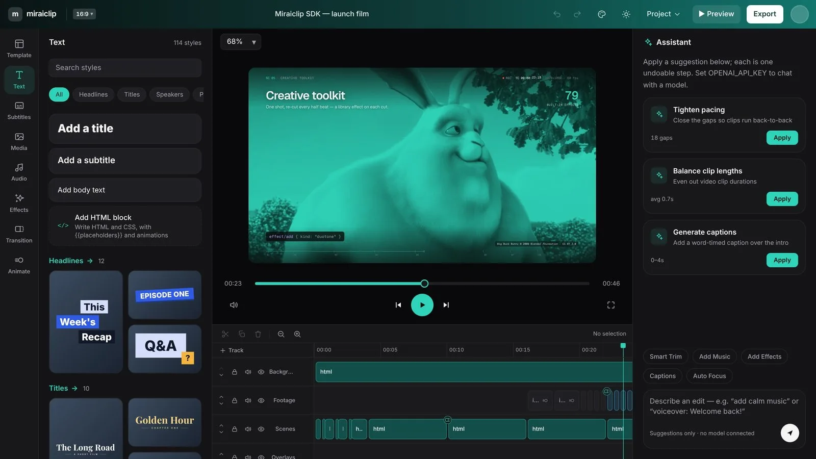 Miraiclip SDK: build video editors in th screenshot 1