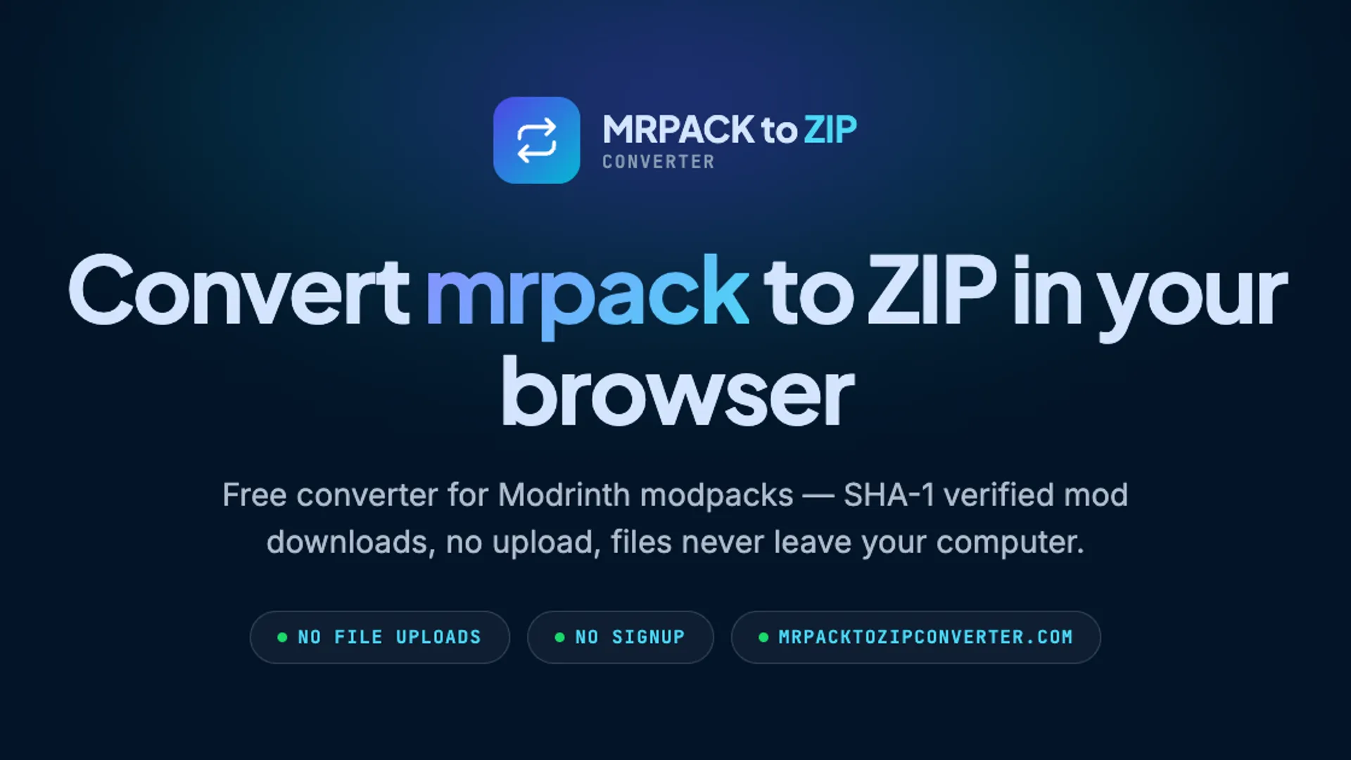 MRPACK to ZIP Converter screenshot 1