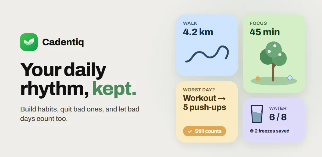 Cadentiq · Your daily rhythm, kept. screenshot 1