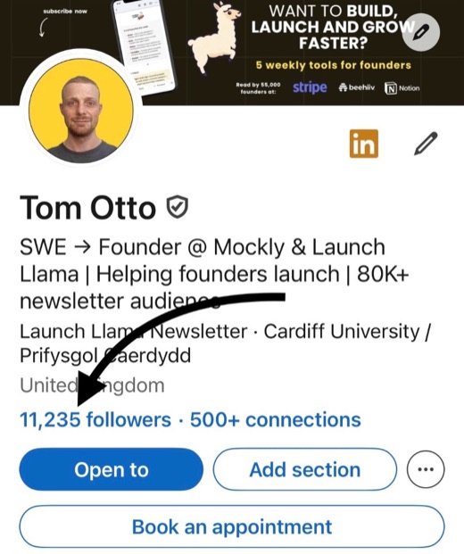 Launch Llama’s LinkedIn audience evidence, shown on its own launch page.